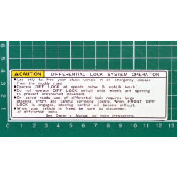 Caution Plate Differential Lock System Operation
